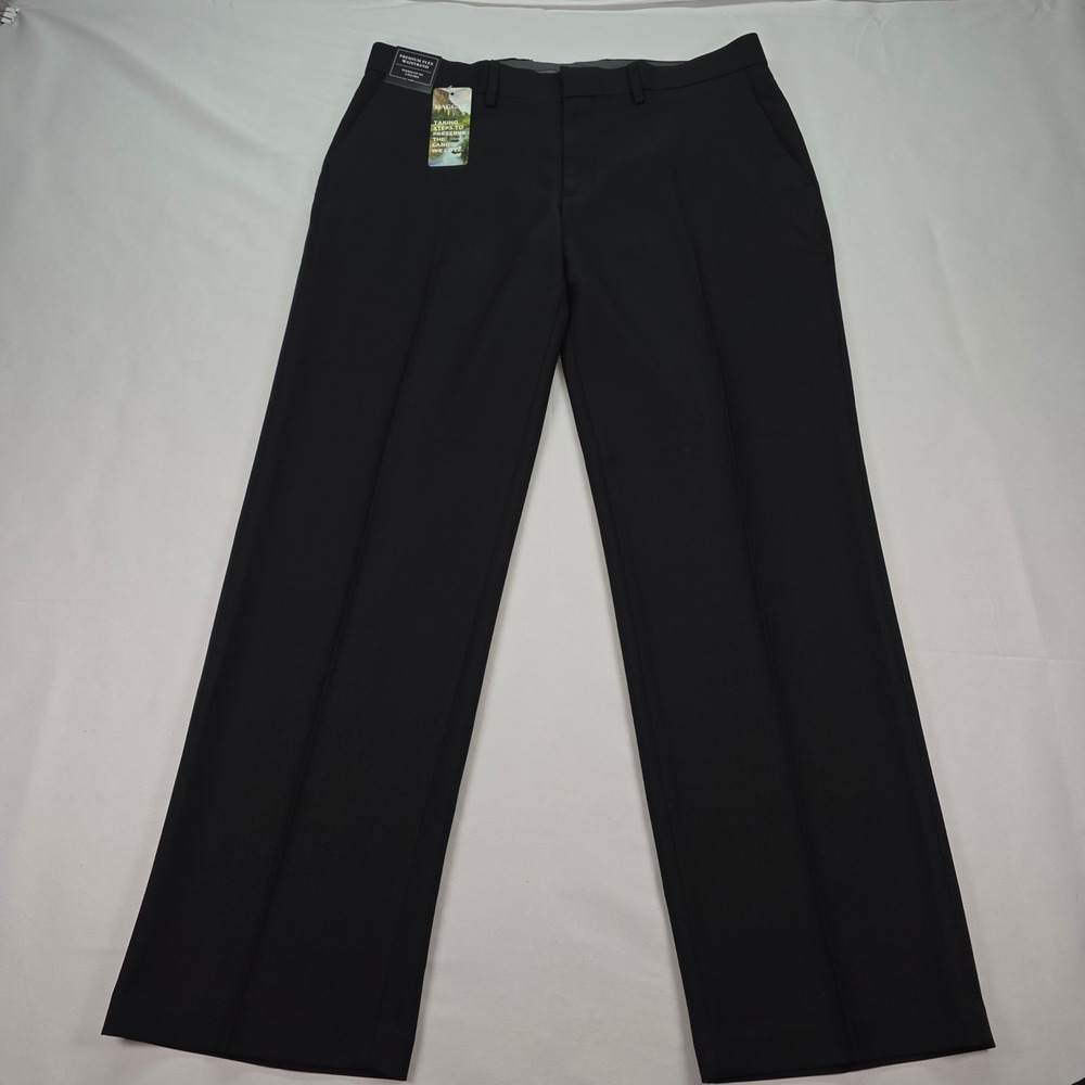 Haggar Premium Comfort Dress Pants Mens 34x29 Black Straight Fit Stretch NWT